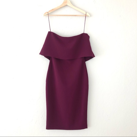 Likely Driggs Strapless Flounce Top Dress in Plum - Picture 2 of 6